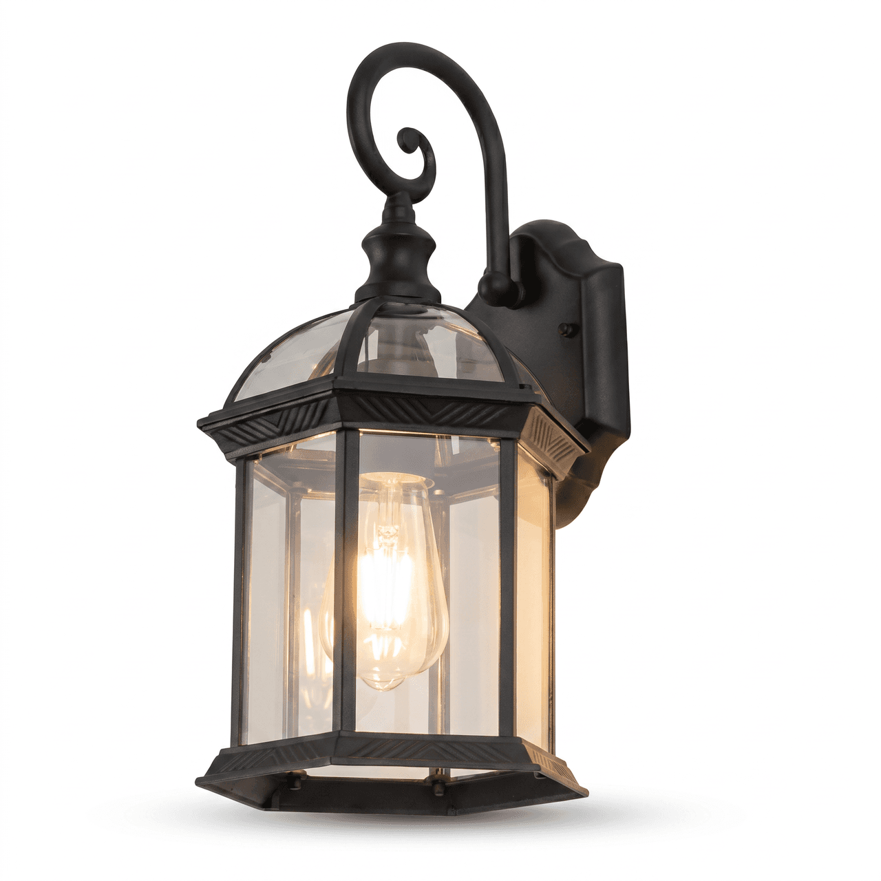 Caged Wall Lantern — Wrought Iron
